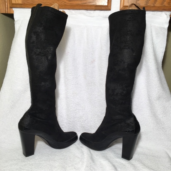 DONALD J. PLINER Boots DISTRESSED SUEDE Black - Sz 8.5 M Made in SPAIN - Picture 7 of 16